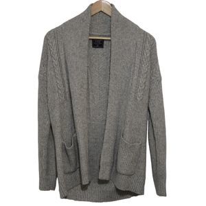 Womens Abercrombie & Fitch Gray Knit Cotton Open Front Cardigan Sweater Size XS